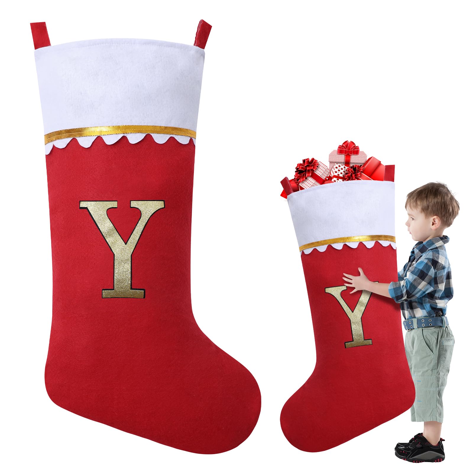 Asisca 38 Inches Felt Applique Christmas Stockings - stockings and holders | Mubboo