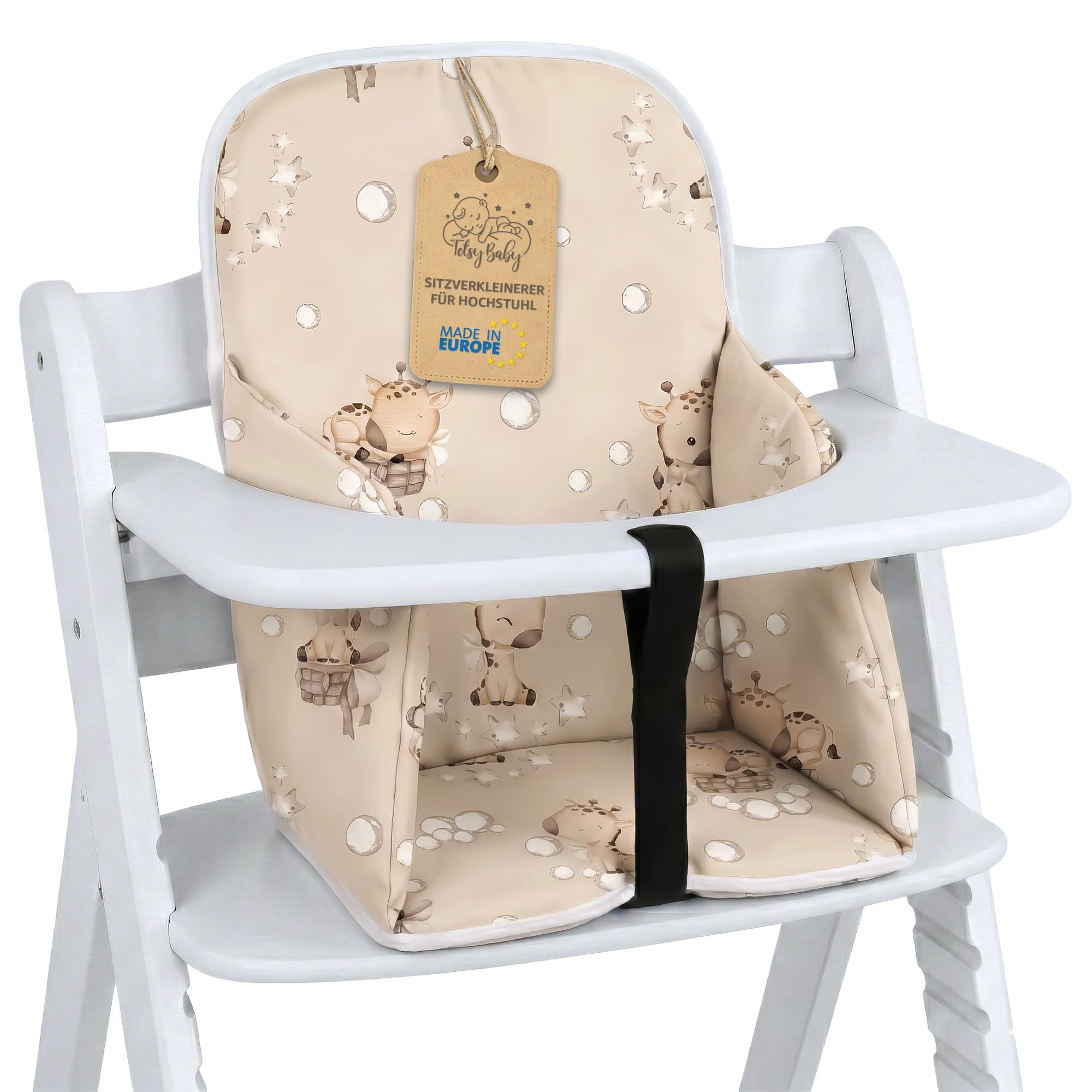 Housse chaise haute bebe - coussin assise pour bébé confortable coussins et housses pour chaises Hauck et Stokke enfant avec un revêtement imperméable stable Girafes