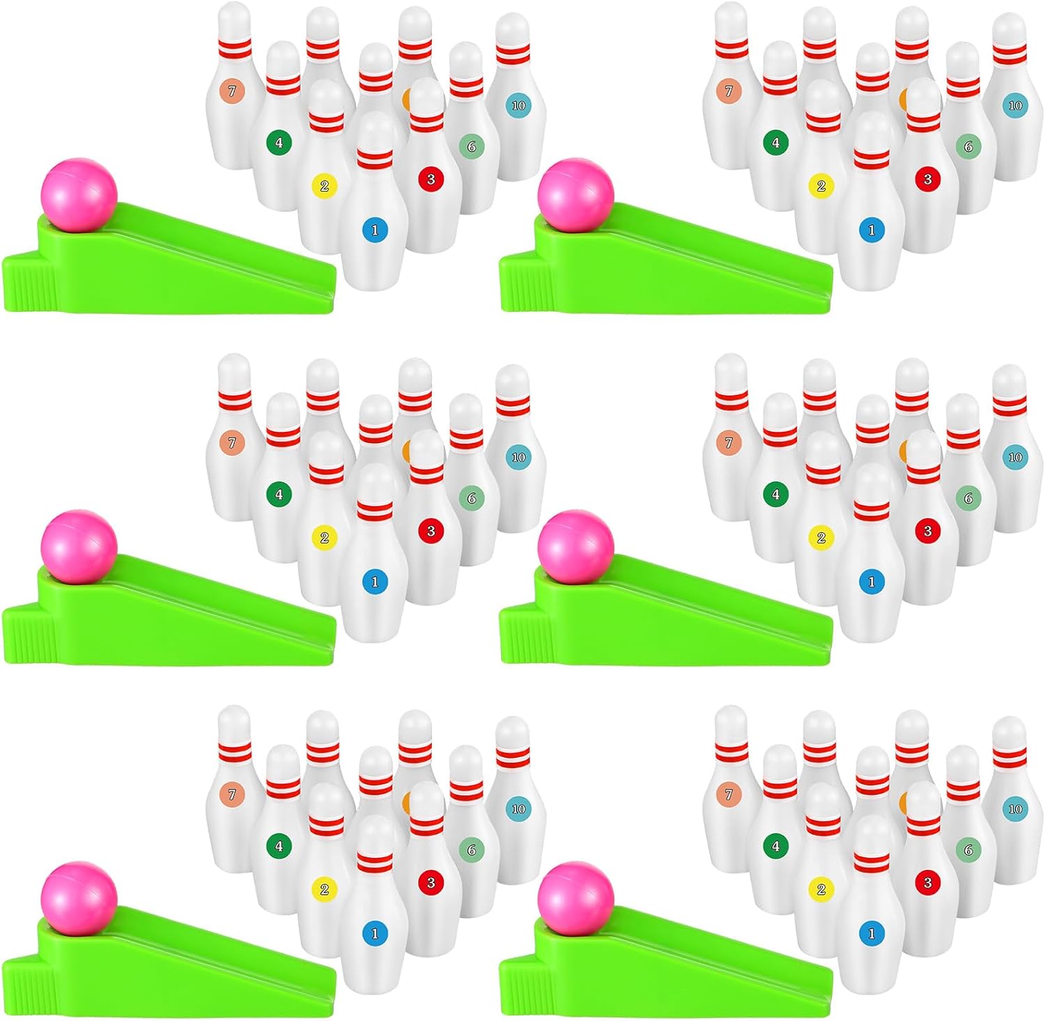 Kathfly Bowling Party Favors for Kids Mini Game with Miniature Bowl Pins Ramp Bowl Ball Tabletop Bowling Sets Goodie Bag Fillers for School Classroom Prize Party(50 Set)