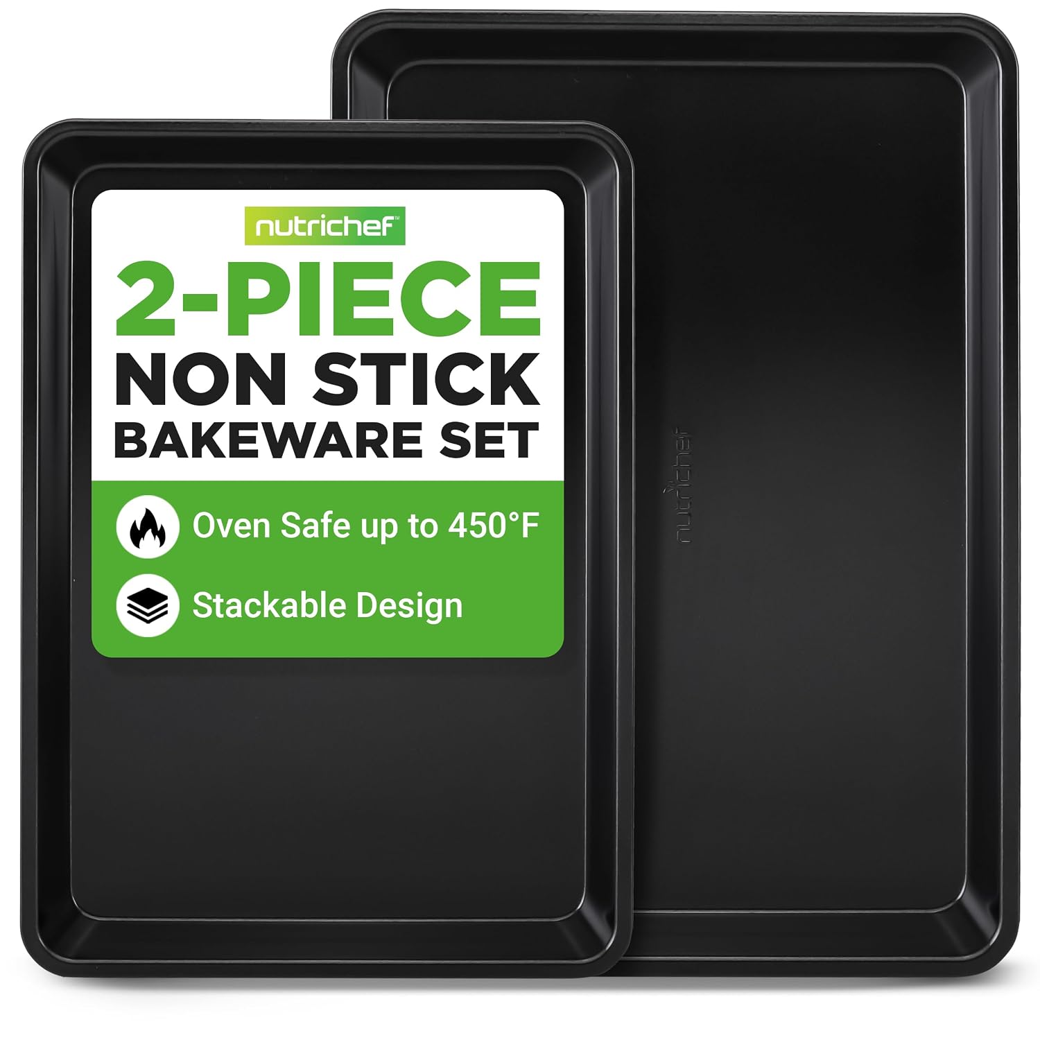 NutriChef 2-Piece Non-Stick Carbon Steel Baking Sheets