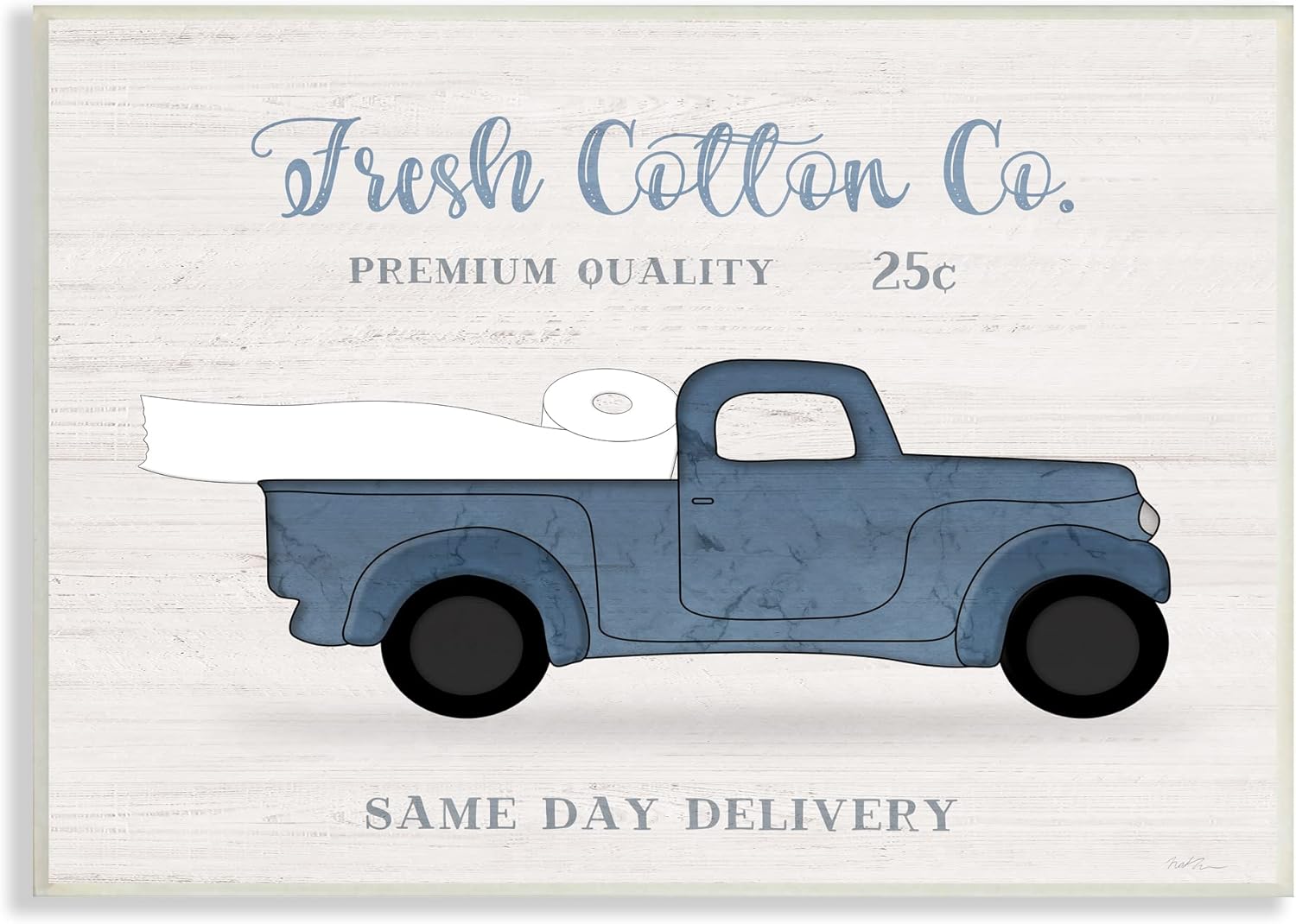 Stupell Industries Fresh Cotton Co. Vintage Blue Truck Toilet Paper