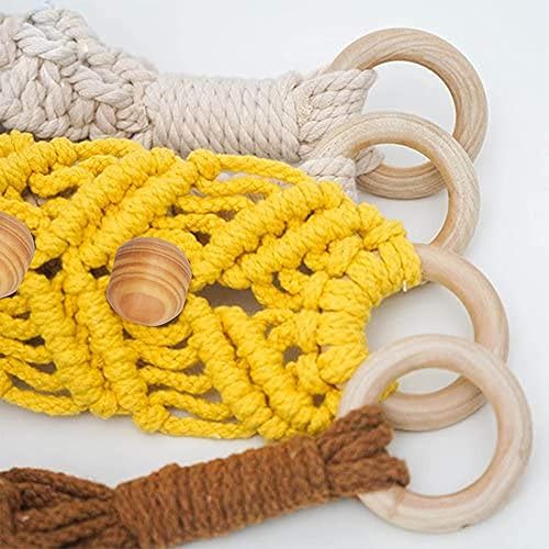 Miniatura 6 de Cuentas de madera de macramé, 20 anillos de madera natural de 2.165in y 50 cuentas de madera marrón de 0.787in, cuentas de macramé de agujero grande