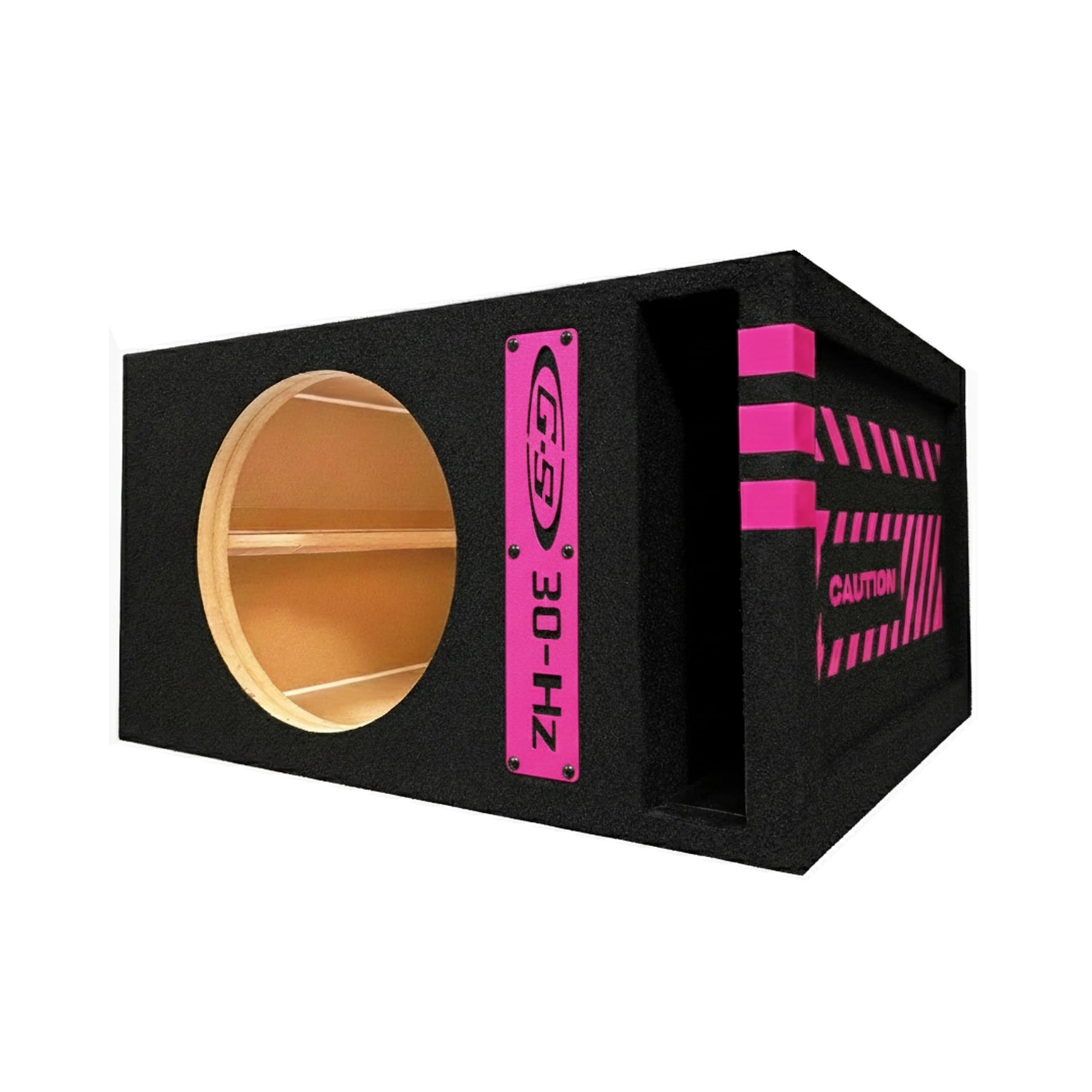 30HZ Reinforced Competition Single Ported Sub Box Sub Woofer Enclosure Speaker Box Car Audio Subwoofer Ground Shaker Box Ground-Shaker (Caution Pink, 10")