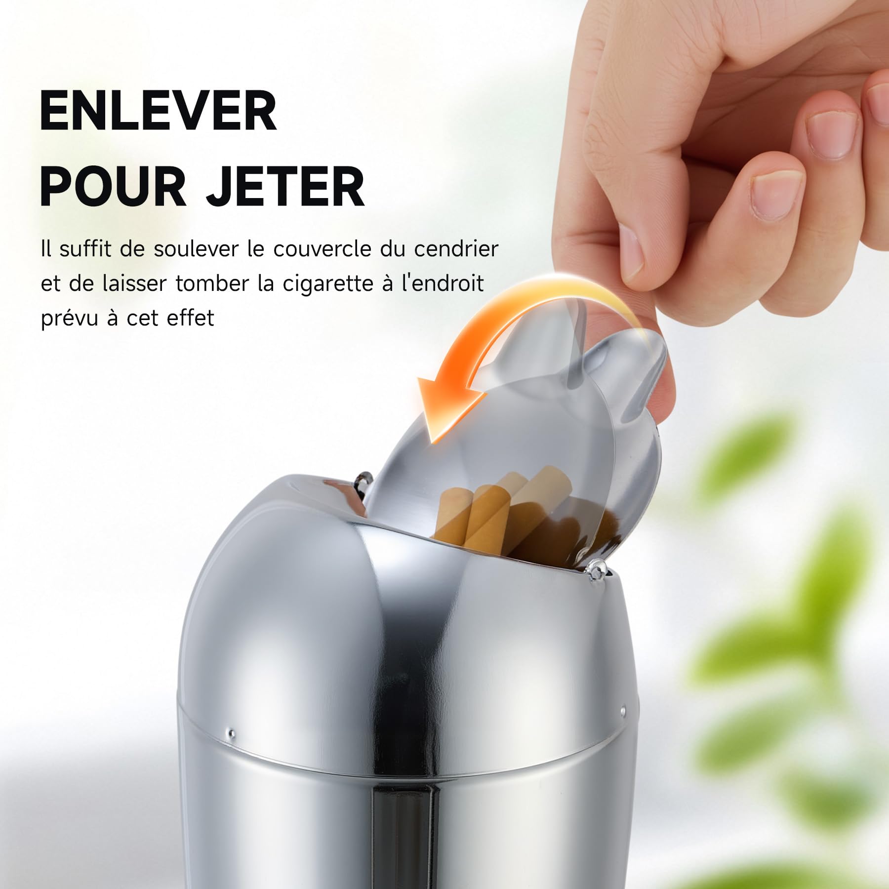 CO-Z Cendrier sur Pied Intérieur et Extérieur Hauteur Réglable 50/70/90 cm avec Couvercle en Acier pour Cigarettes pour Cigares pour Patio Décoration de la Maison et du Bureau, Argenté