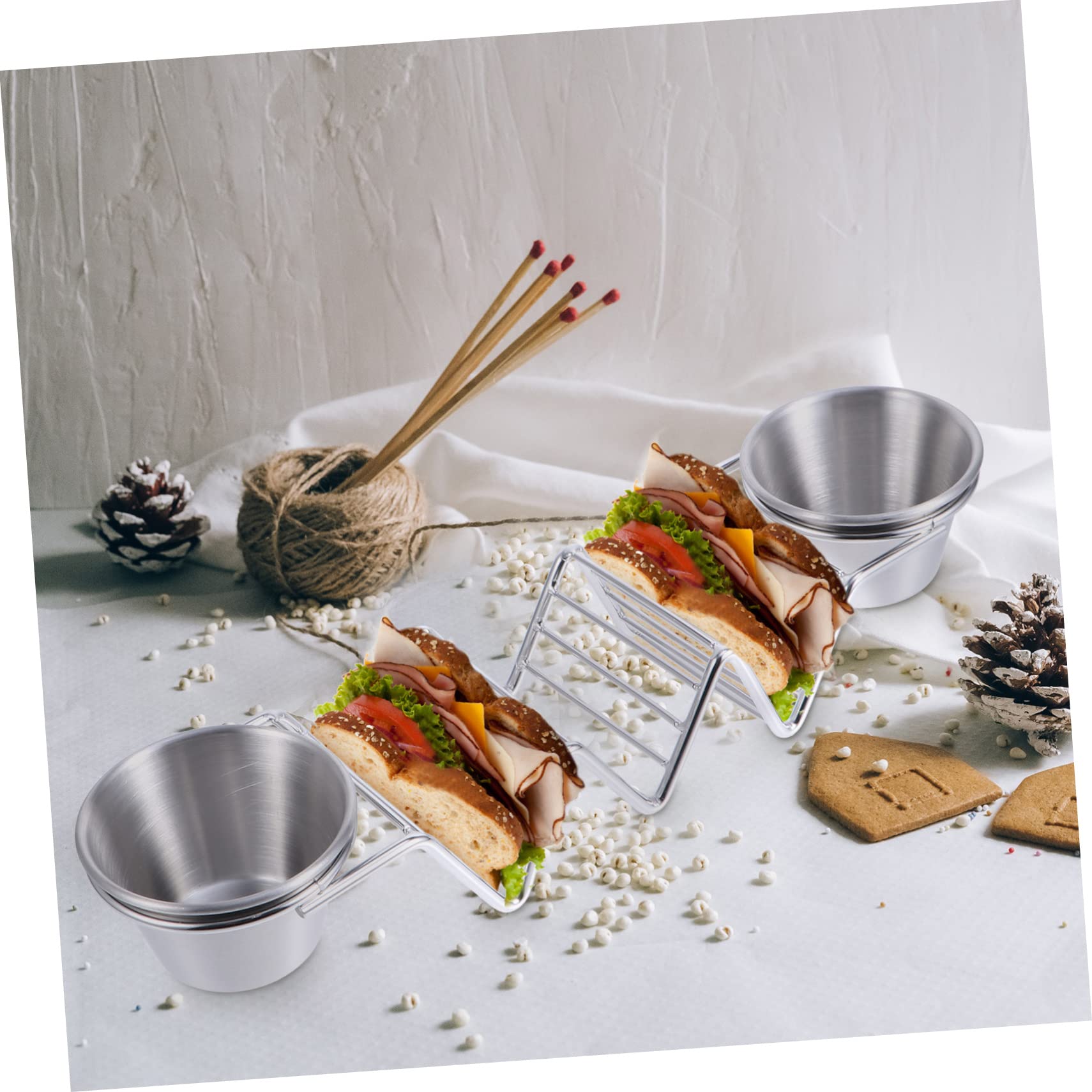 GRIRIW Stainless Steel Taco Holder Rack Taco Display Stand Metal Holder for Easy Filling Sturdy and High-temperature Resistant