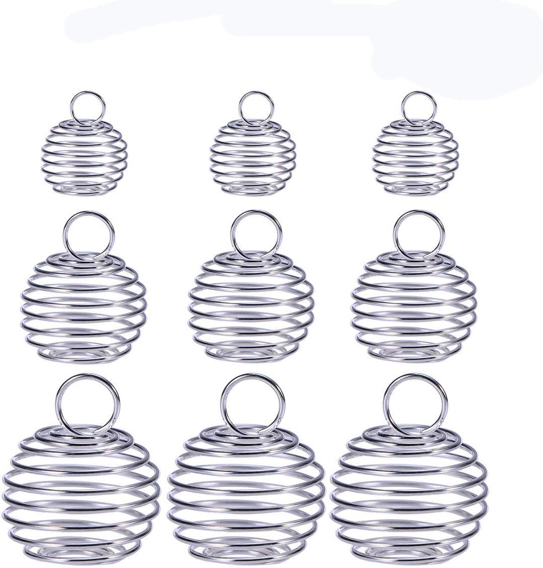 ULTNICE Bead Cage Pendant Spiral Beads Plated Cage Charms Findings for