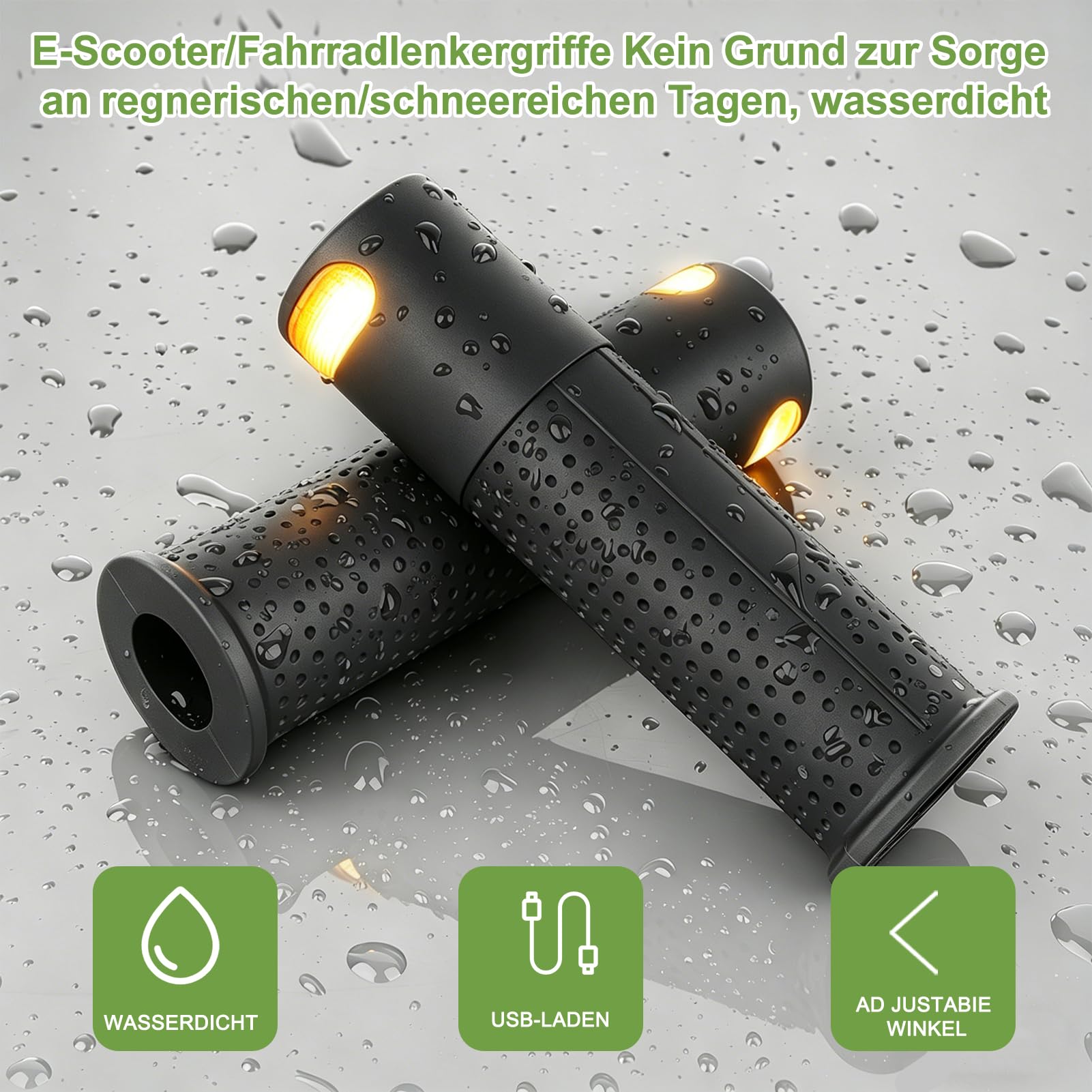 Poignées de guidon de trottinette électrique avec clignotants intégrés, pour Xiaomi M365/Pro 1S/Pro 2/Mi3, Silicone-ABS, 135 mm, noir/gris