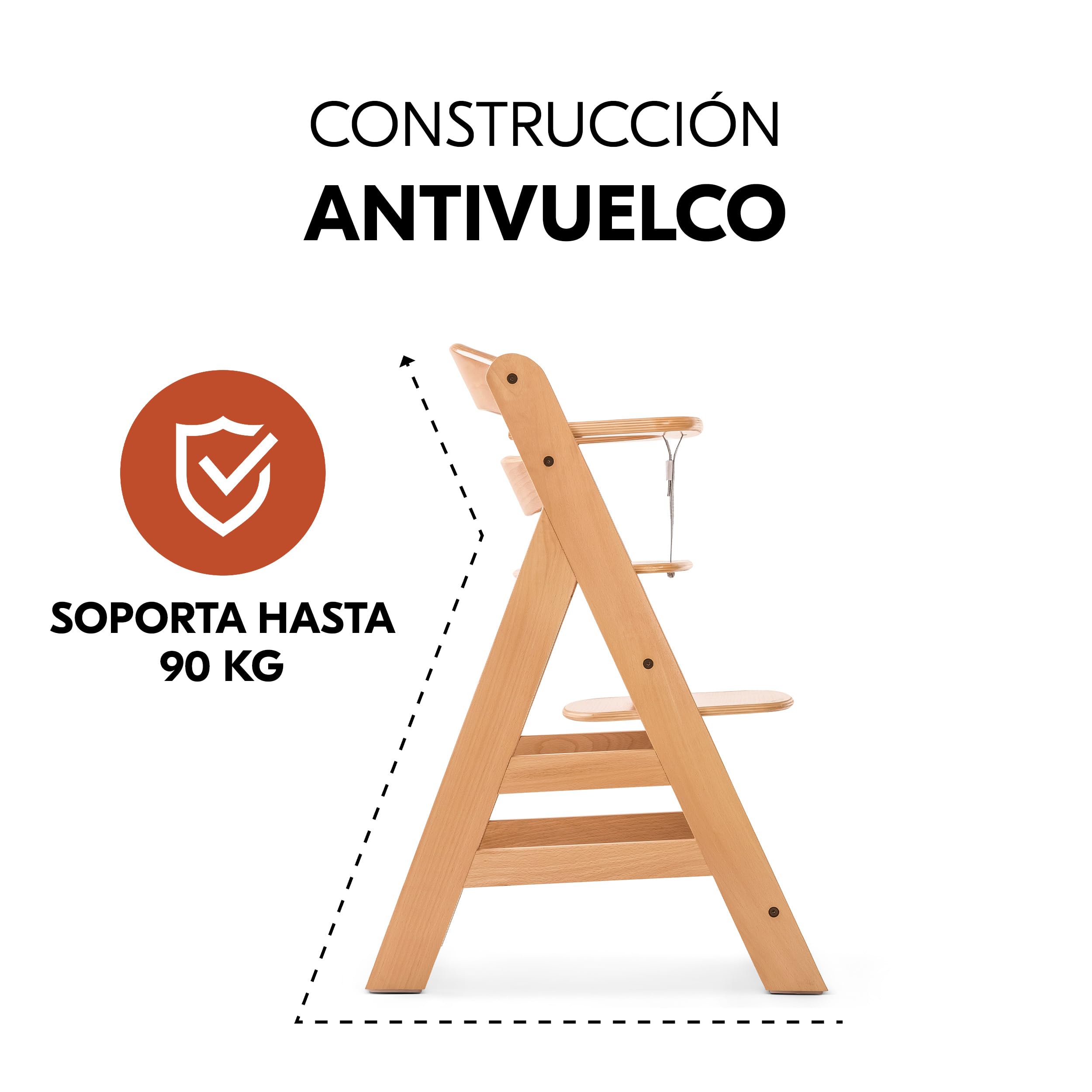 hauck Alpha Plus Newborn Set Deluxe Trona Evolutiva Bebe con Hamaca, Cojín y Arnés - Hamaca Alta Reclinable desde el Nacimiento - Silla Madera Niño Regulable - Tronas Infantiles de Madera - Natural