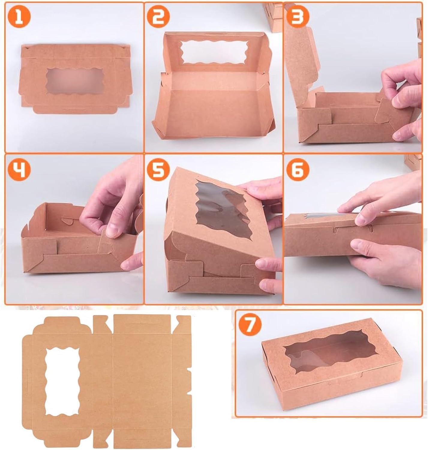 FANSHINUO 20ピース ブラウンペーパーカップケーキボックス クリアウィンドウ付き デザート キャンディやギフト用 パーティ