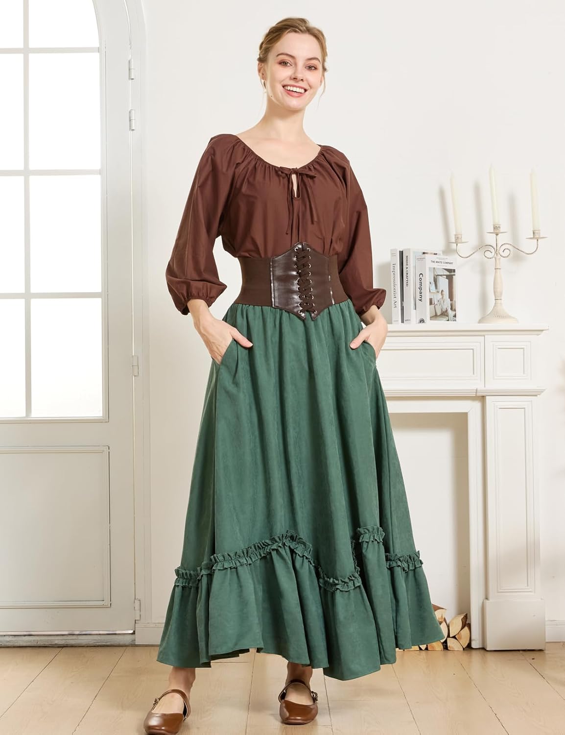 BEAUTELICATE Victorian Medieval Skirt Renaissance Costume Women Skirt with Pockets - Image 2