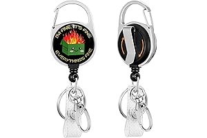 Funny Dumpster on Fire Badge Reel Retractable with 360°Swivel Carabiner Clip, Badge Reel Carabiner