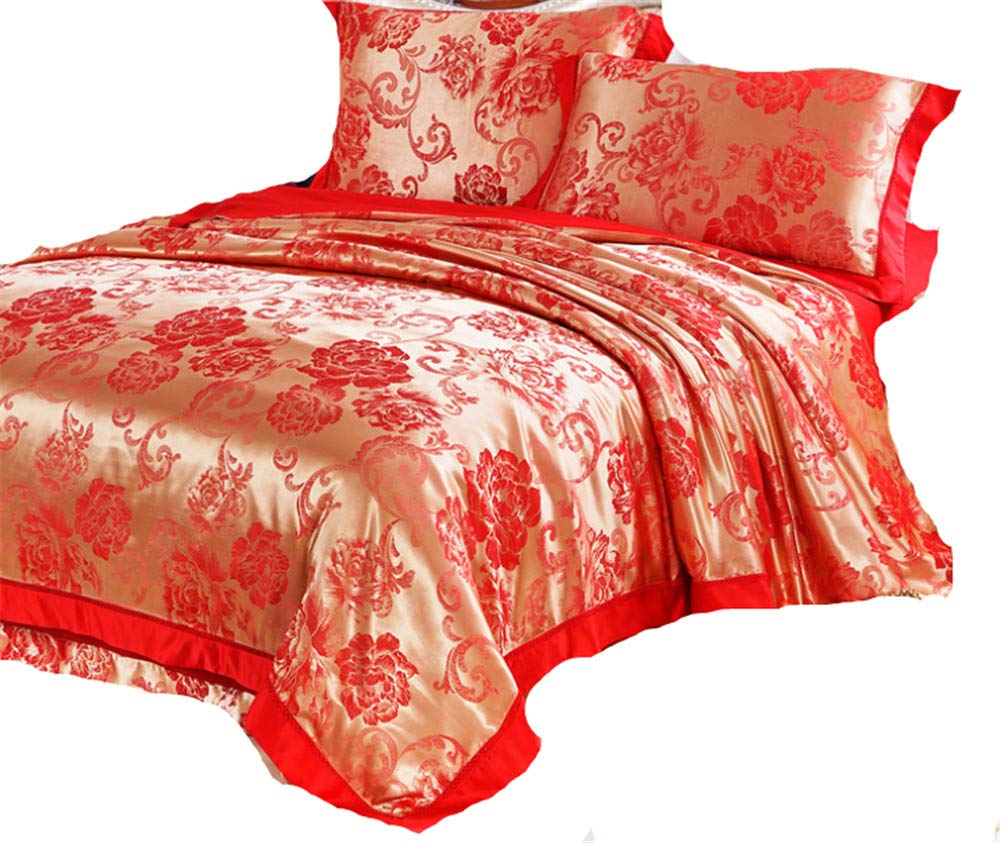 Linge de lit taie d'oreiller en satin ensemble de quatre pièces couette
