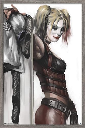 Trends International DC Comics - Póster de pared de Harley Quinn, 14.72 x 22.37 pulgadas, versión enmarcada de madera de granero