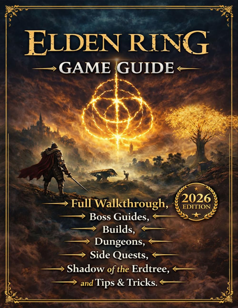 Elden Ring Game Guide (2026 Edition): Full Walkthrough, Boss Guides, Builds, Dungeons, Side Quests, Shadow of the Erdtree, and Tips & Tricks      Paperback – March 20, 2026