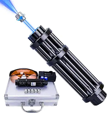 Long Range Blue Light Equipment, 10000 Yard Rechargeable High Powerful Flashlight with 5 Cap for Camping, Hiking, Hunting Fishing