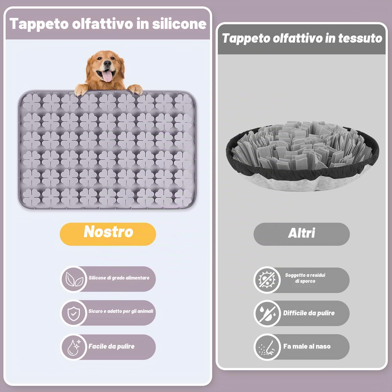 24''x16'' silicone tappetino interattivo per cani/gatti alimentazione lenta, favorisce la ricerca naturale del cibo, allenamento degli odori e mangiare lentamente (grigio)