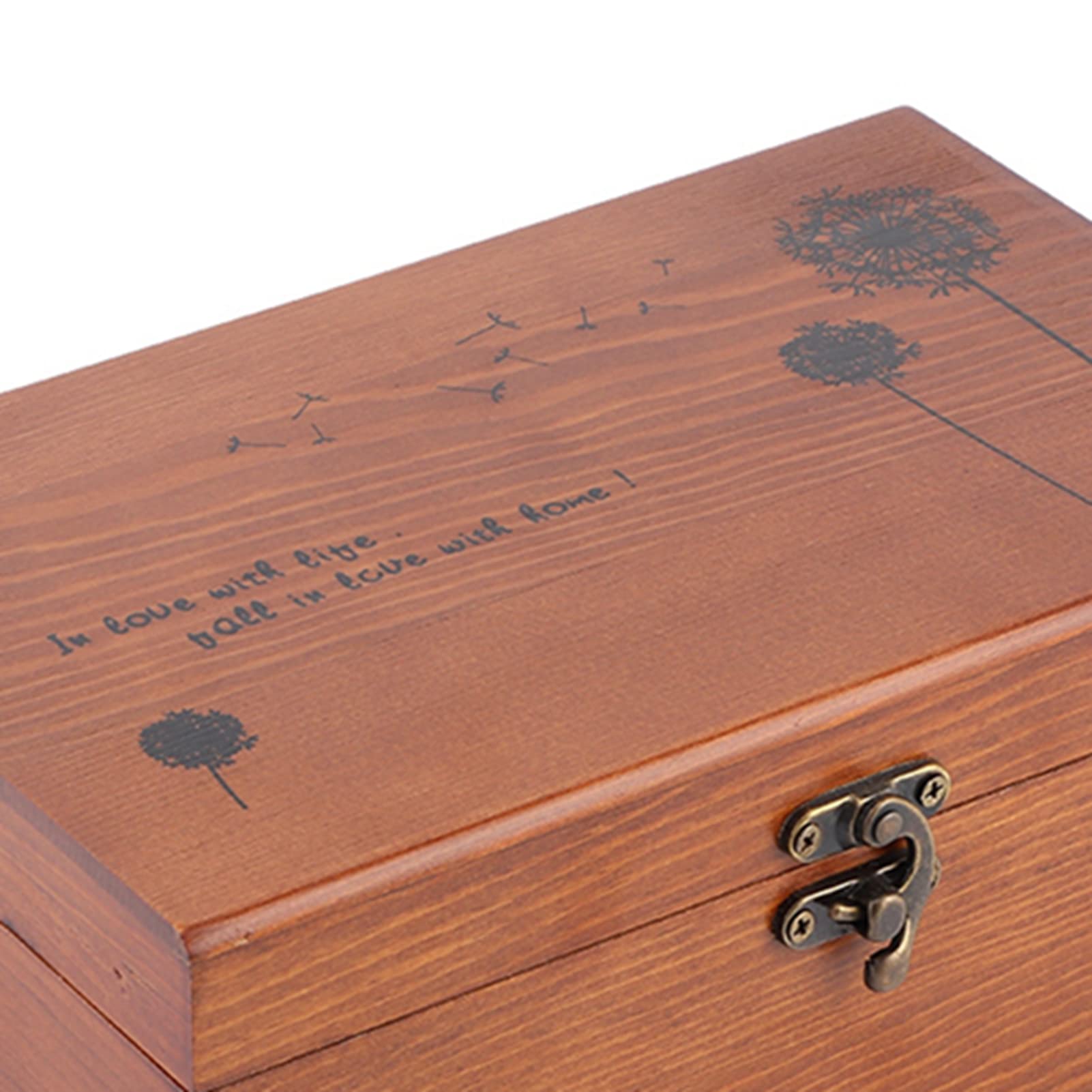 Nähkästchen aus Holz im Vintage-Stil, Aufbewahrungskoffer für Nadel und Faden, Organizer, bezauberndes Taraxacum-Muster, Kiefernholz, Heimwerkerwerkzeuge für den Heimgebrauch, Schreibtischdekorat