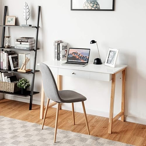 Miniatura 2 de LUARANE - Escritorio moderno para computadora, escritorio de madera para oficina en casa con cajón de almacenamiento, escritorio espacioso,