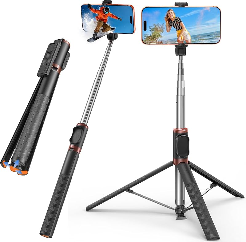 LOXP [Auto Open] Phone Tripod for iPhone, 67" Selfie Stick Tripod | Lightweight Aluminum Phone Tripod Stand with 360° Rotation for Video Recording, Travel, Vlog, Live Stream, without Remote