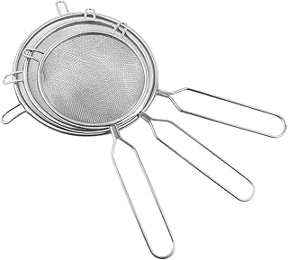 Pufguy Fine Mesh Sieve Set of 3 Size Stainless Steel Fine Mesh Strainer Wire Sieve Sifter with Handle for Kitchen Gadgets ...