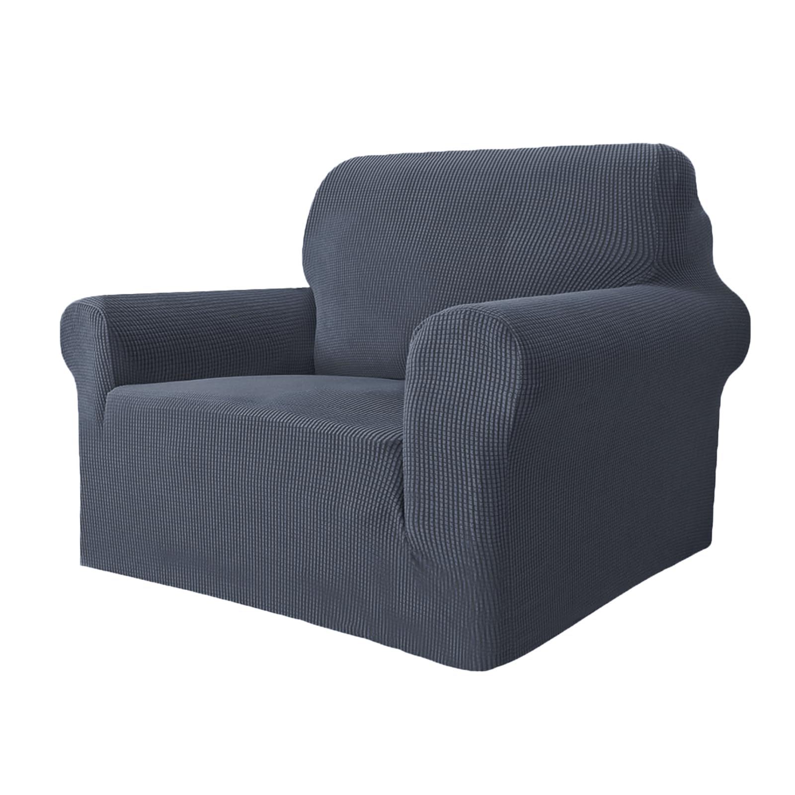 GRIFEMA Funda Cubre Sofá 1 Plazas Ajustable, Incluye Almohadillas Antideslizantes, Funda Elástica Protectora Extraíble, Tejido de Punto Suave y Lavable a Máquina, Gris