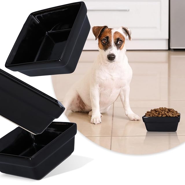 Foto 4 de 8 de Comedero Bebedero De Cerámica Cuadrado para Perro Gato Cachorros Gatitos Mascotas 0,2 L Recipiente Comida Bol…