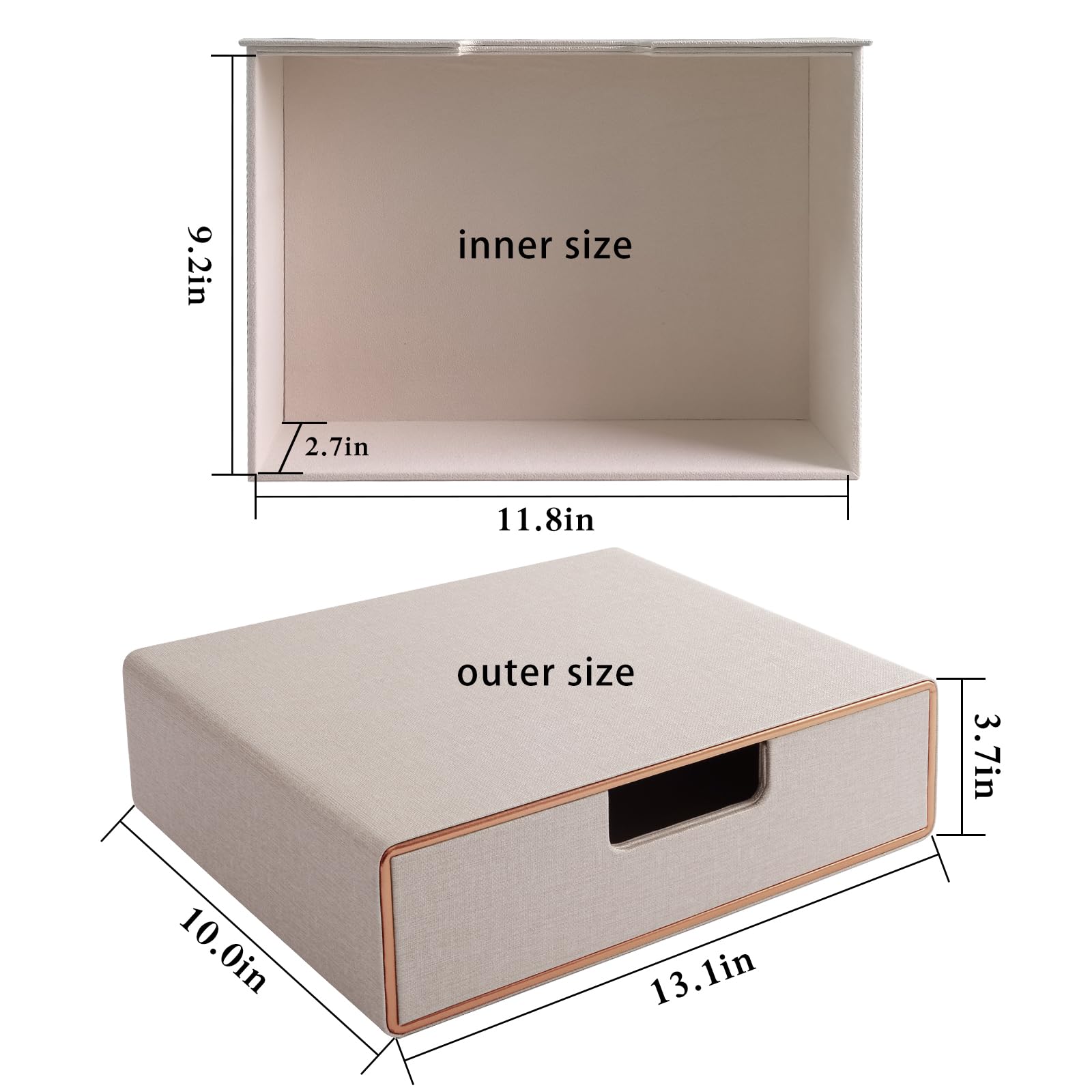 Organizer da scrivania con 1 cassetto, in pelle PU, per accessori da scrivania e spazio di lavoro, formato A4, multifunzione, per riporre lettere, documenti, posta, file (beige)
