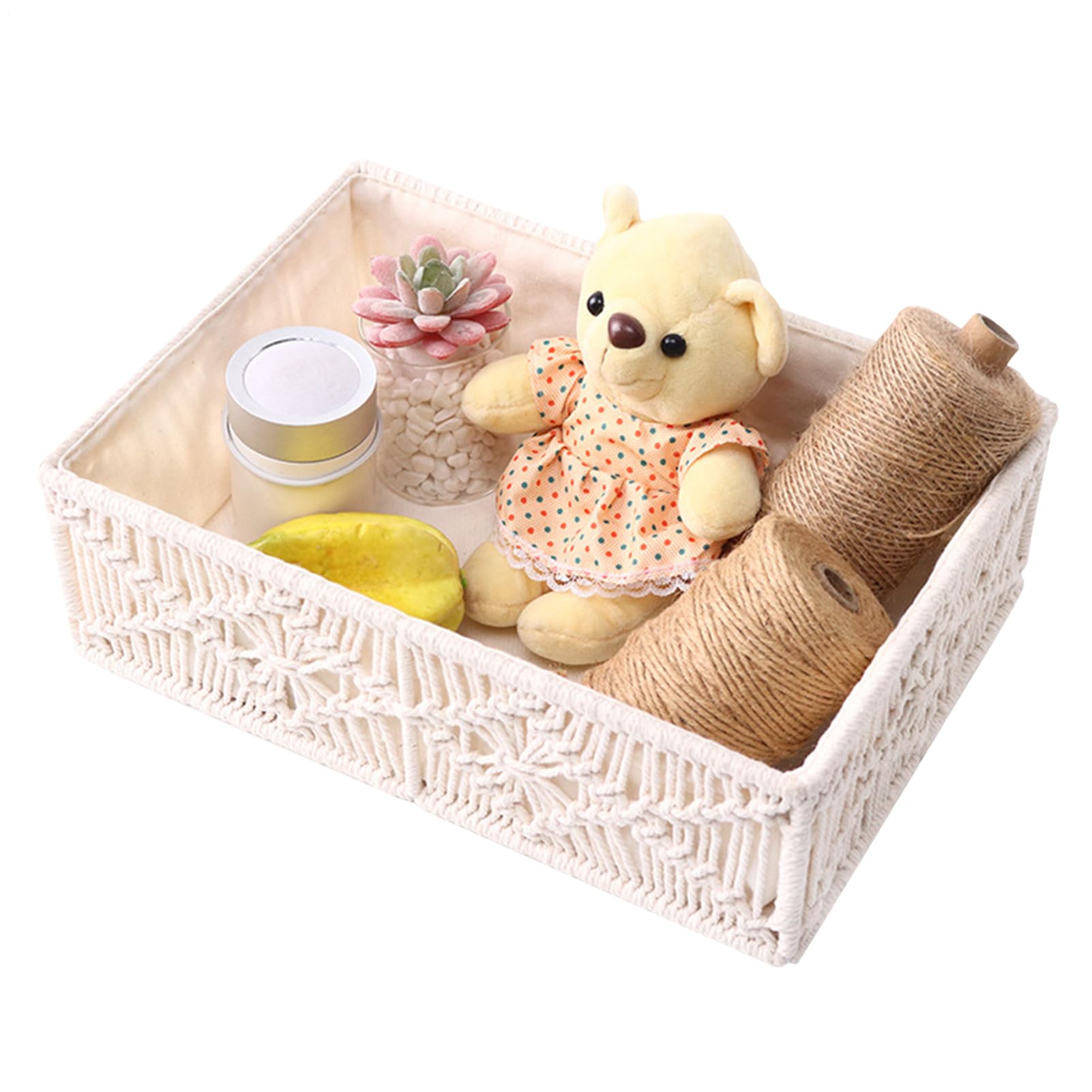 4 Stück Makramee Aufbewahrungskorb, Boho Geflochten Geschenkkorb, Handgemachte Gewebte Dekorative Arbeitsplatte Schrank Organizer Für Badezimmer-WC-Arbeitsplatte