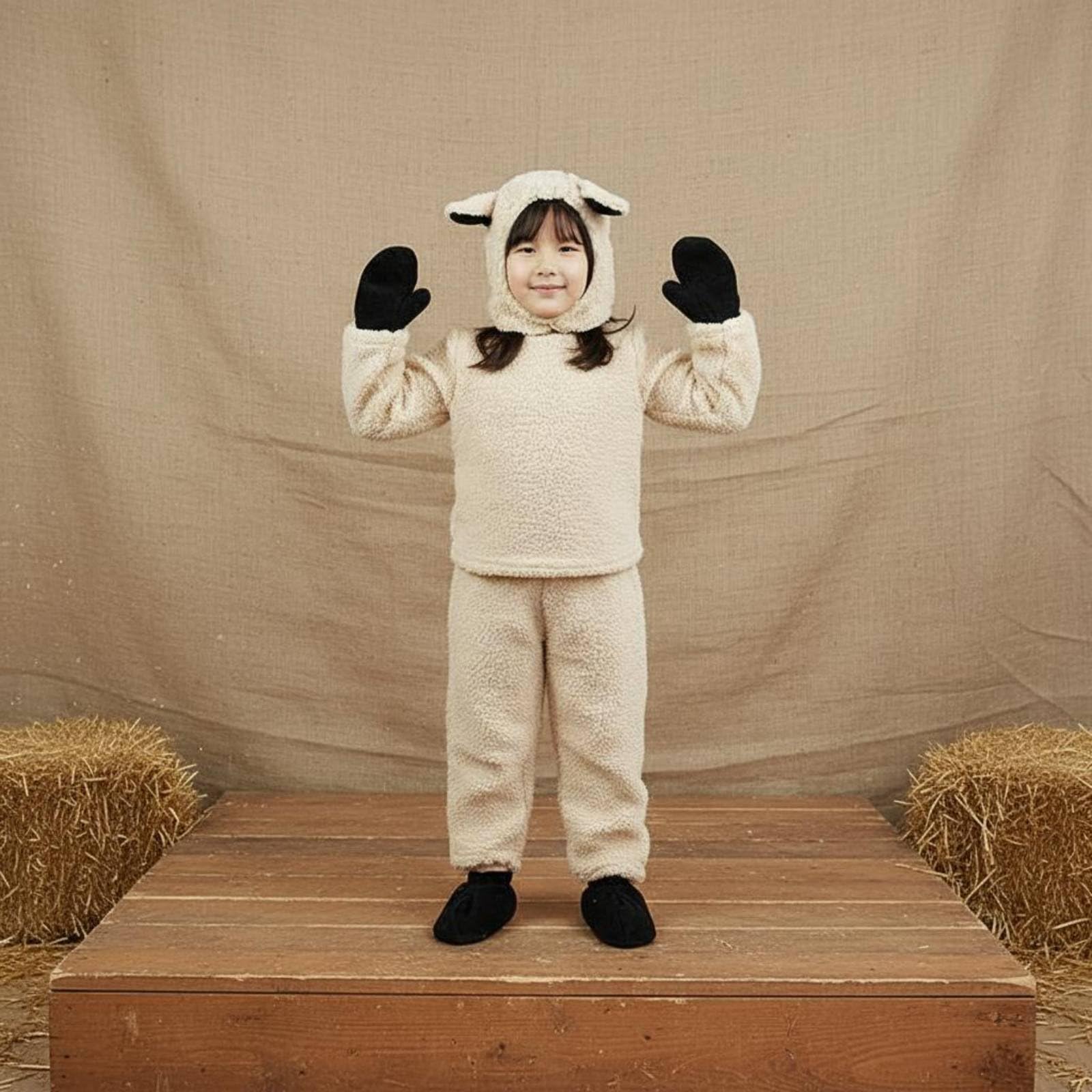 Disfraz de Oveja Niño Disfraz Infantil Traje Cordero Mono Animal Suave con Ajuste Poliéster Confortable Adecuado para Halloween Fiestas Temáticas, Xl, Oveja Hembra