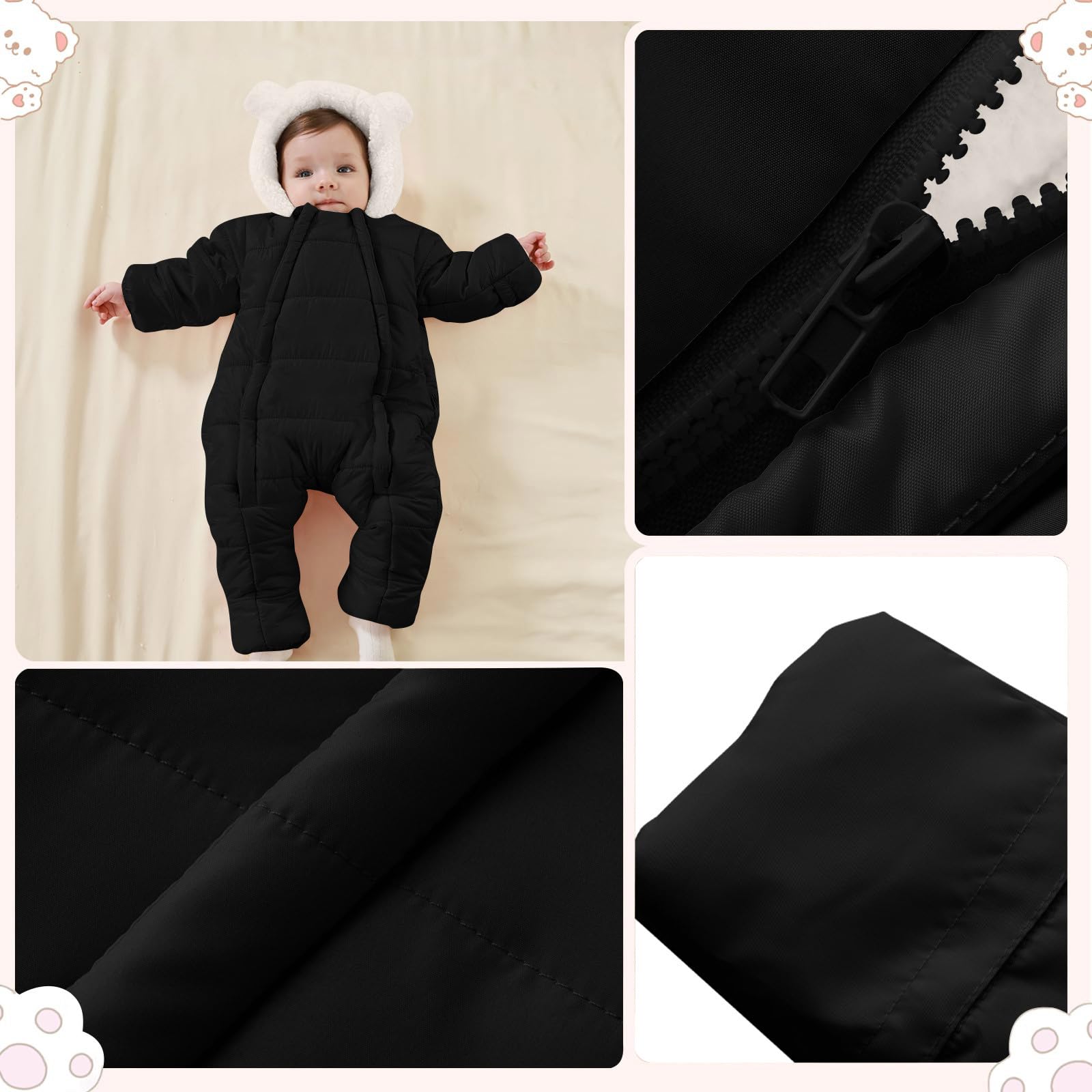 Combinaison Ski Enfant Garçon à Capuche Imperméables Coupe-Vent Vêtements de Ski Fille Noel Combinaisons en Polaire de Neige Hiver Chaude Salopettes Veste Snowsuit Jumpsuit de Sports 0-3 ans