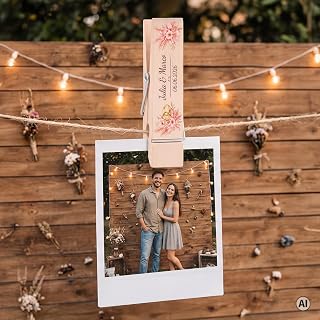 Personalisierte Holzklammer XL zur Hochzeit – Fotoklammer mit Namen & Datum, individuelles Hochzeitsgeschenk, Geldgeschenk Hochzeit, Deko für Brautpaar & Hochzeitsfeier 15x3,3cm