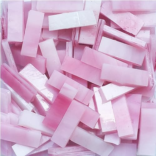 Tira de vidrieras de 0.3 x 0.8 in, piezas de mosaico de vidrio transparente, azulejos de mosaico, pasatiempos, manualidades, material de 7.05 oz