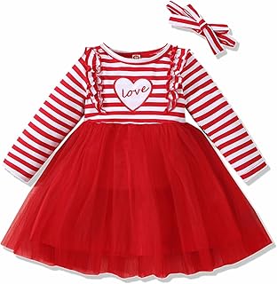 Toddler Baby Girls Christmas Dress Long Sleeve Fall Winter Dress Santa Claus Tulle Tutu Xmas Dress with Headband