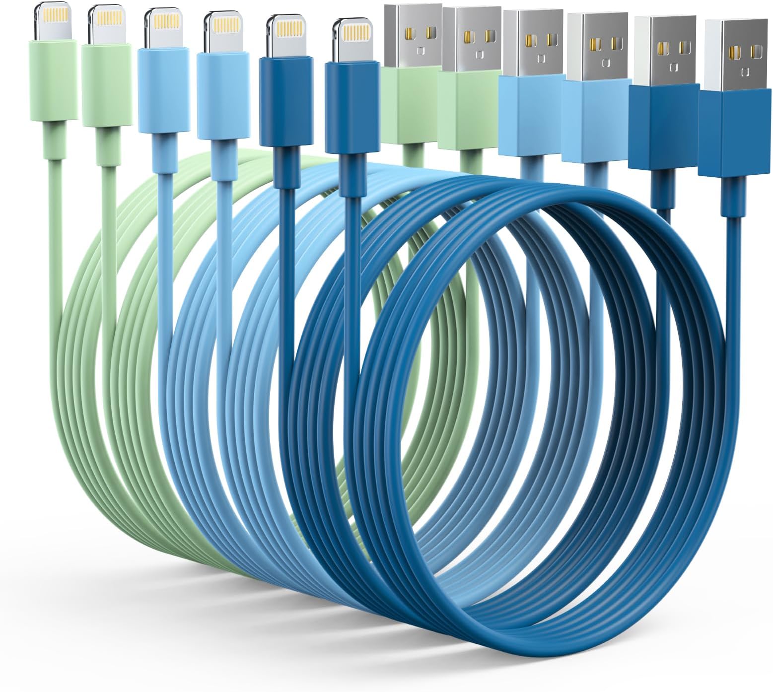 6Pack iPhone Charger (3/3/6/6/6/9 FT) Apple MFi Certified Multiple Colour Lightning Cable Fast Charging High Speed Transfer Cord for iPhone 14 13 12 11 Pro Max XR XS X 8 7 6 Plus SE iPad