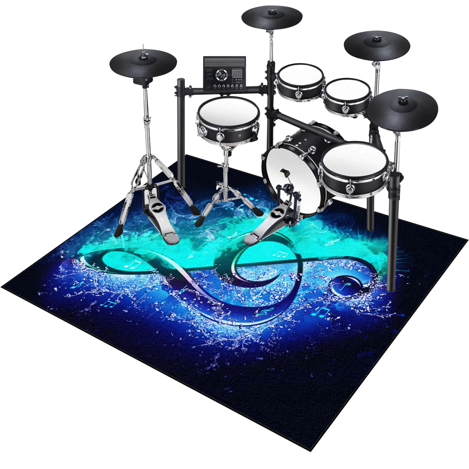 Kqiejuy Color-5 Drum Rug, Drum Mat, Electrical Drum Carpet Soundproof Rug Pads Drum Accessories Shock Absorption Mat For Electric Drums Jazz Drum Set, Piano, Indoor Drum Accessories For Drummers 120 X 70 Cm