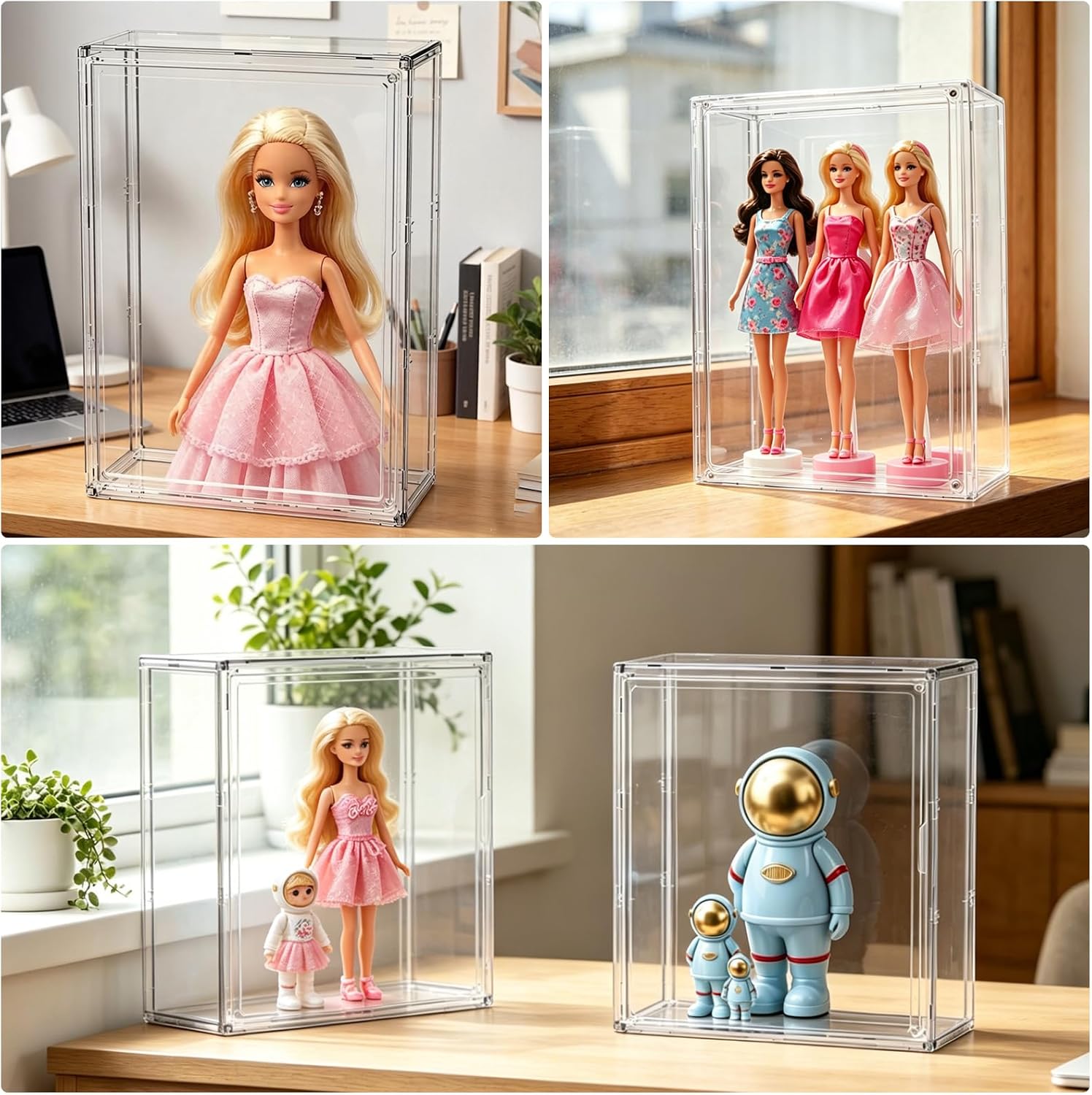 Barbie Doll Display Case, Acrylic Display Case with Magnetic Door, Dustproof Clear Storage Organizer Box for Barbie Action Figures, Lego Models & Collectible Dolls, 10.6x5.1x14inch