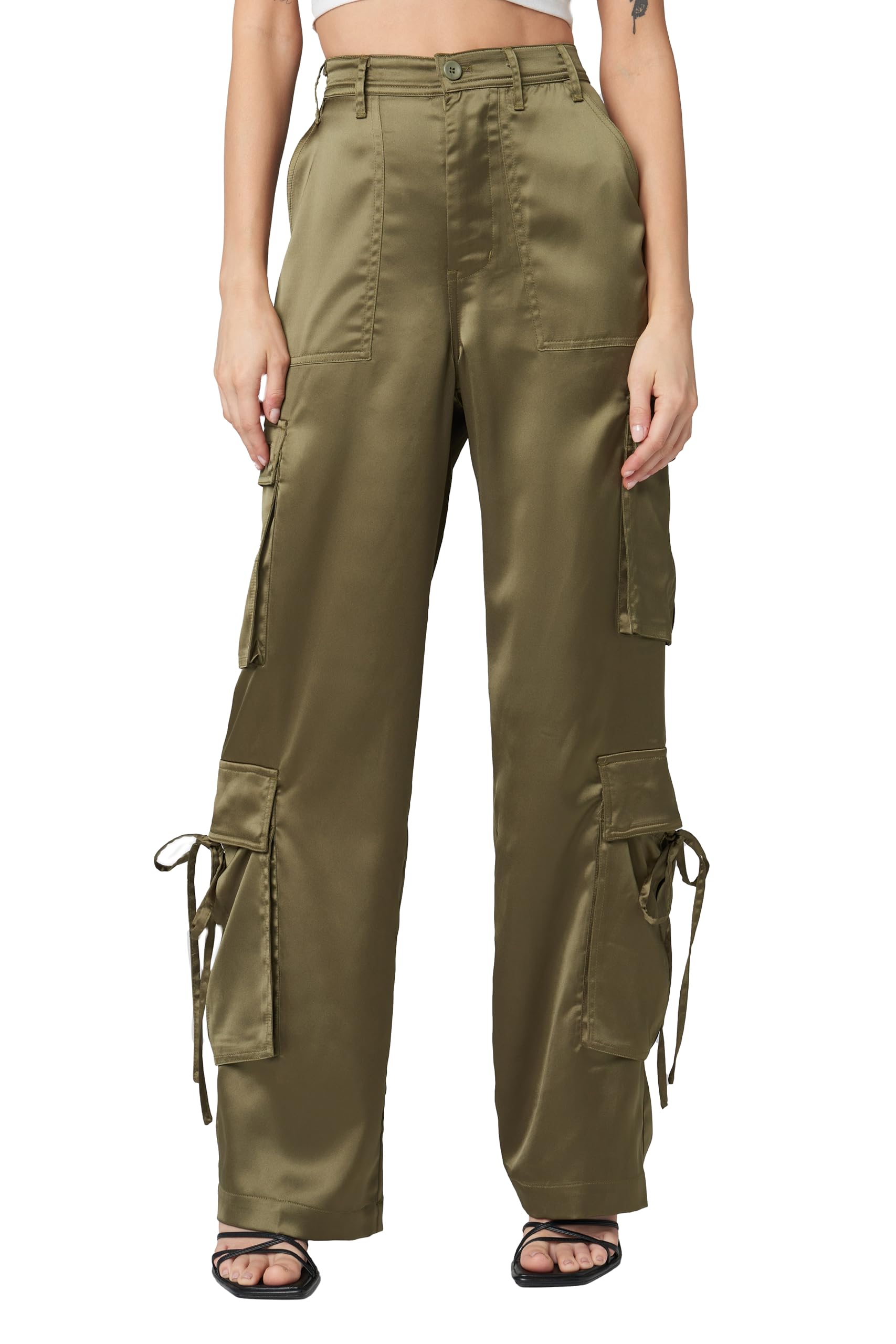 BLANKNYC Womens Franklin High Waist Cargo Satin Pant