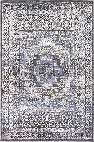 L'Baiet Lina - Alfombra neutra Azul 2 x 6 pies Alfombras estéticas para sala de estar, dormitorio, oficina, mesa de comedor, pasillo, casa de