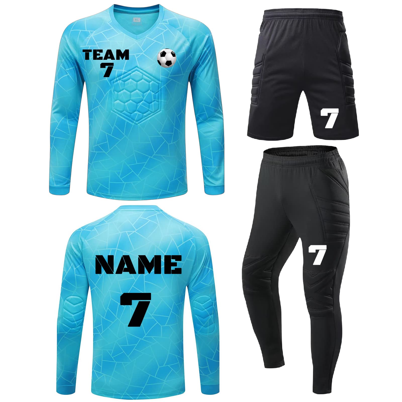 Benutzerdefiniert Torwarttrikot Set Kinder Fußball Torwartset Uniform Beliebiger Name Nummer Team Logo Trikot Personalisiert Fußballtrikot Geschenk