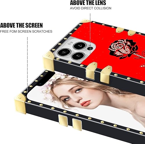 Miniatura 6 de Funda protectora cuadrada retro con purpurina compatible con Samsung Galaxy A13 4G, funda protectora con borde de metal TPU suave para niñas y