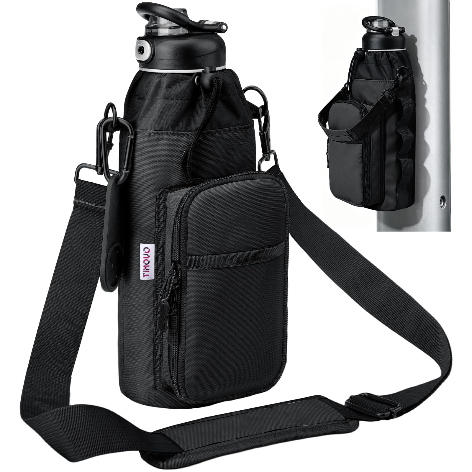 TiMOVO Magnetic Gym Bag, Water Bottle Holder with Strap, Black