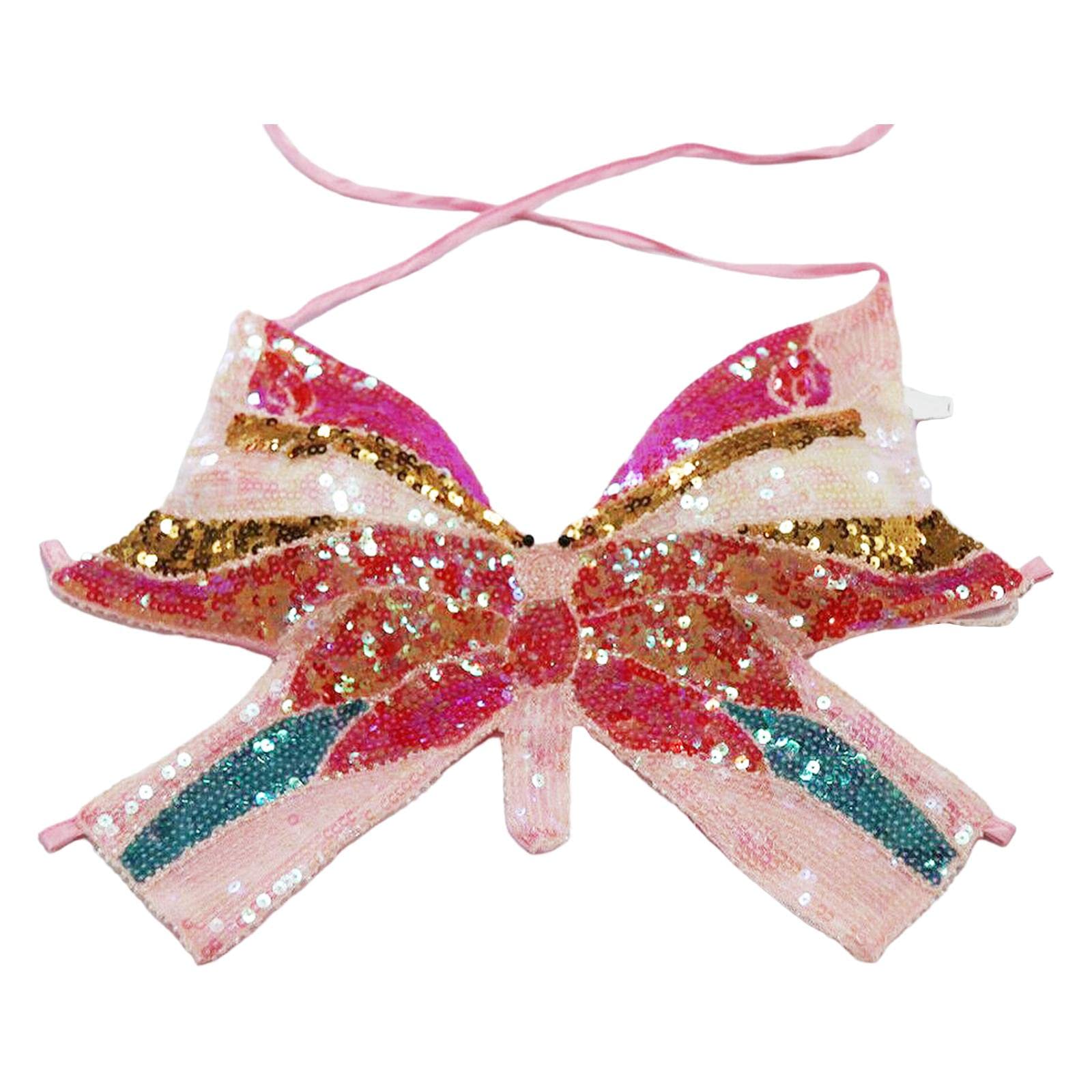 MYADDICTION Sequin Butterfly Crop Top Halloween Party Belly Dance Club Rave Pink-image-14
