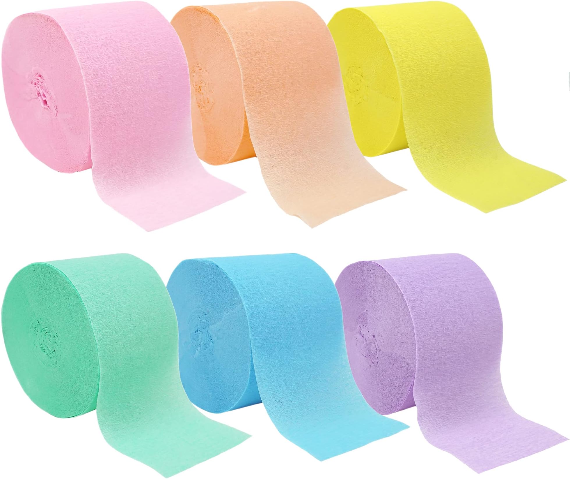 NPI Crepe Paper Party Garland Streamers - 81 Feet Length x 1.75 Inch Width (6-Count, Pastel Rainbow Combo) 1.0 Count
