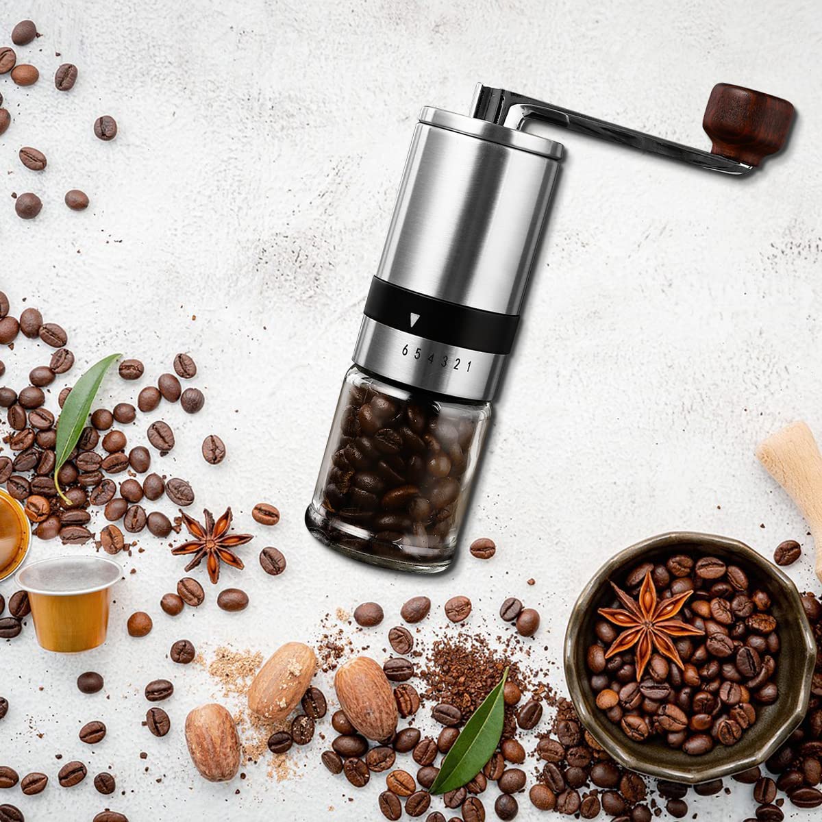 Macinacaffè Manuale Con Macina In Ceramica - Portatile Per Casa, Viaggi E Campeggio - Foto 3