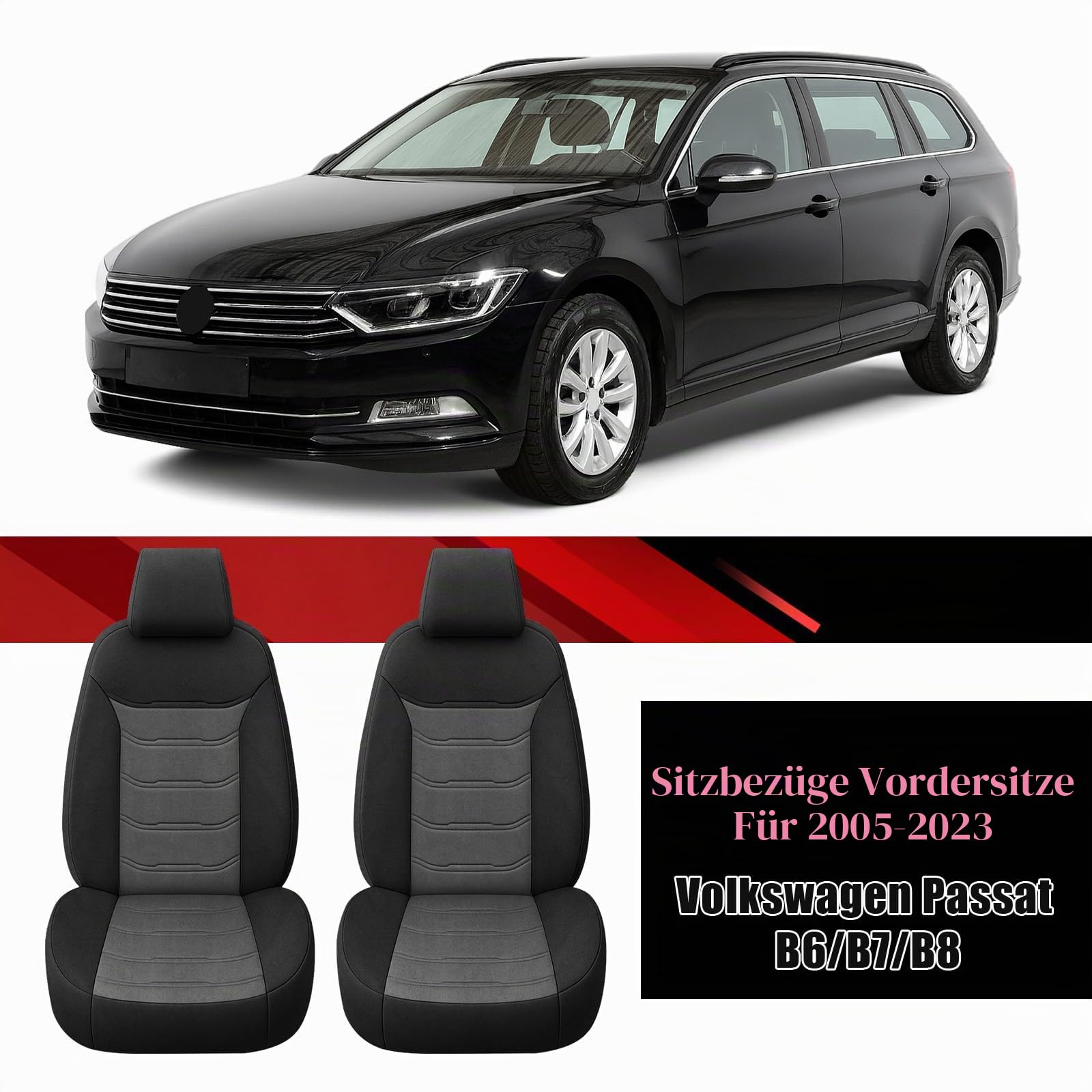 Sitzbezüge Auto für 2025-2023 VW Passat B6 B7 B8 | Autositzbezüge Auto-Sitzschoner Schonbezüge Sitzauflagen Sitzbezug Vordersitze
