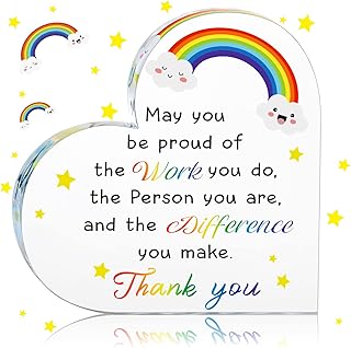 Thank You Gift Heart Shaped Acrylic Plaque with Card Envelope Leaving Gifts for Colleagues Women Retirement Gifts for Christmas Friends Female Coworker Employees Nurses Teacher