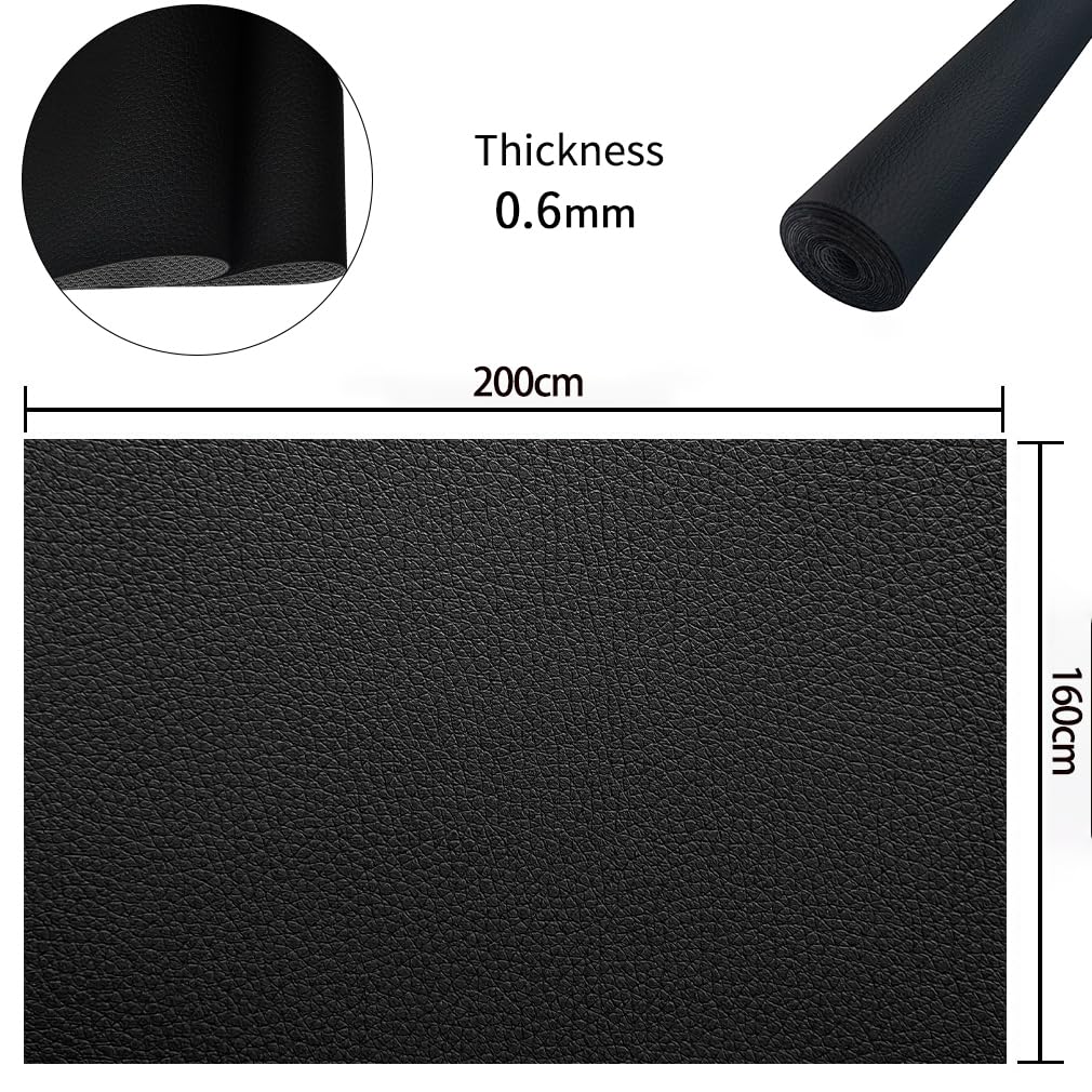 Pelle Sintetica Al Metro Nera 200x160 Cm - Similpelle Impermeabile Per Fai Da Te E Riparazioni - Foto 7