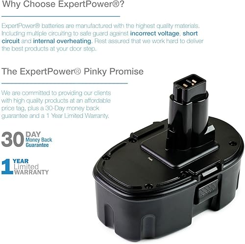 Miniatura 6 de expertpower 18V, 3000mAh, NiMH Batería para herramientas eléctricas para Dewalt DW9098, DC9096DE9039DE9095, DE9096y DE9098