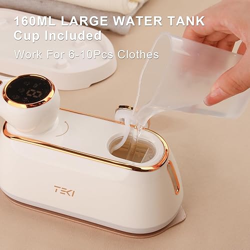 Miniatura 6 de Vaporizador de viaje para ropa portátil, 1200 W, mini plancha de vapor de viaje, 4 modos con displa LCD, potente removedor de arrugas, vaporizador