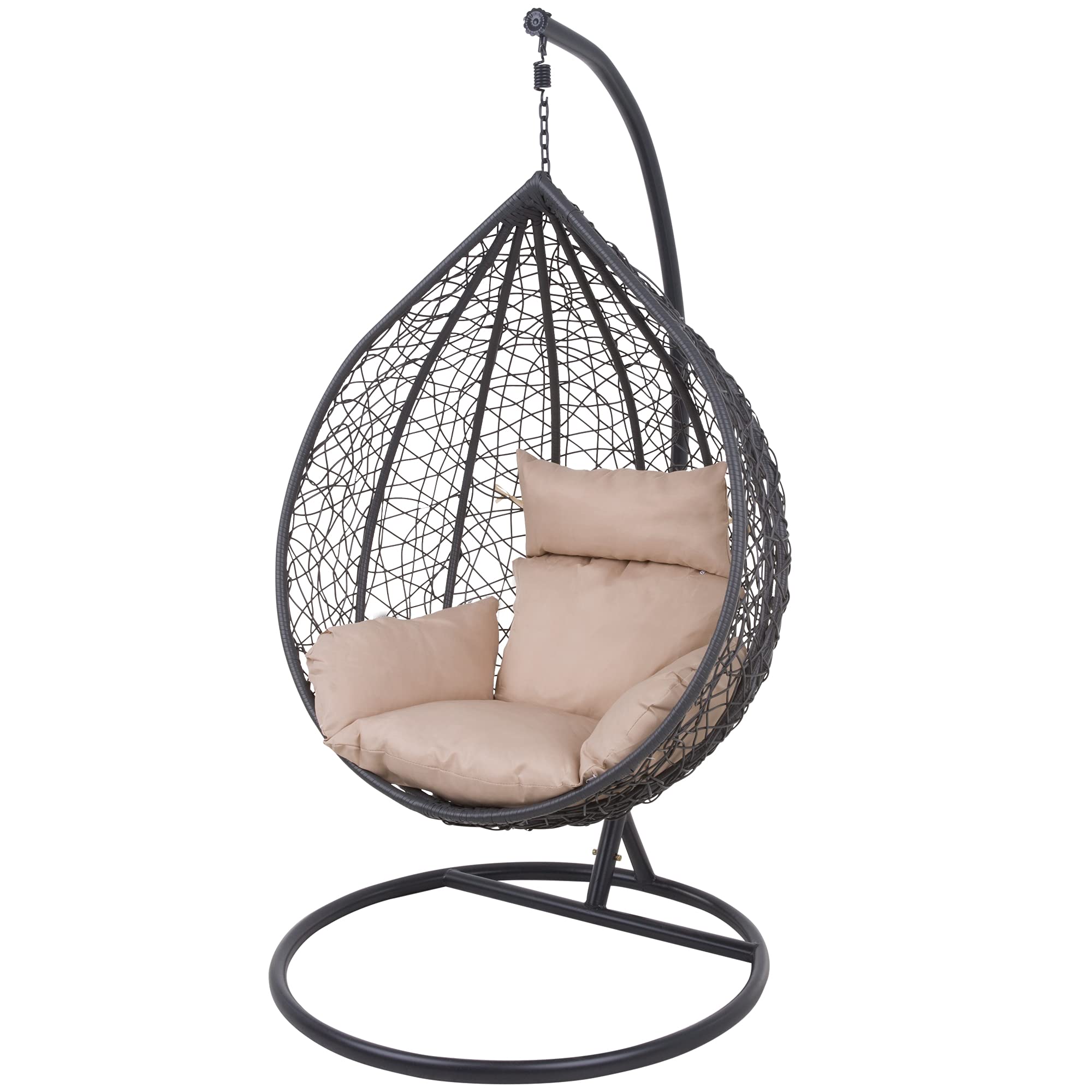 PATIO Hängesessel mit Gestell bis 120 kg Cyrille Stahlgestell Hängekorb aus Polyrattan mit Aufage Kopfkissen